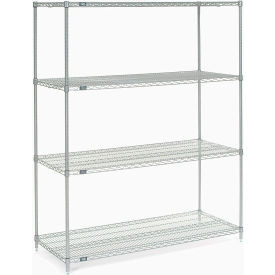 Nexel 4 Shelf, Stainless Steel Wire Shelving Unit, Starter, 60"W x 24"D x 74"H