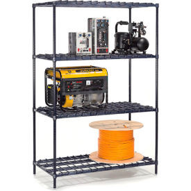 Nexel 4 Shelf, Poly-Z-Brite Heavy Duty Wire Shelving Unit, Starter, 48"W x 24"D x 74"H