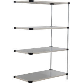 Nexel 4 Shelf, Stainless Steel Solid Shelving Unit, Add On, 48"W x 18"D x 74"H