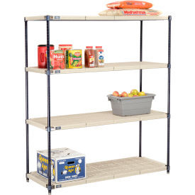 Nexel Nexelite 4 Shelf, Vented Plastic Mat Shelving Unit, Starter, 54"W x 18"D x 63"H