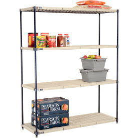 Nexel Nexelite 4 Shelf, Vented Plastic Mat Shelving Unit, Starter, 60"W x 21"D x 74"H