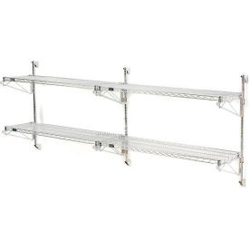 Nexel Poly-Green Adjustable Wall Mount Wire Shelving, 2 Shelf, Add On, 54"Wx24"Dx34"H