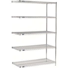 Nexel 5 Shelf, Stainless Steel Wire Shelving Unit, Add On, 72"W x 18"D x 74"H