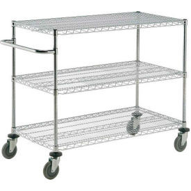 Nexel Chrome ESD Adjustable Shelf Cart w/3 Shelves & Poly Casters, 36"L x 24"W x 40"H