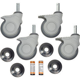Nexel CA5SBP (2) Swivel (2) Swivel Brake Stem Casters, 5" Polymer, Set of (4), 1200 lb Cap
