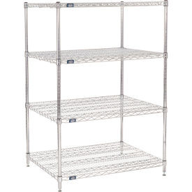 Nexel 4 Shelf, Chrome Wire Shelving Unit, Starter, 36"W x 30"D x 63"H