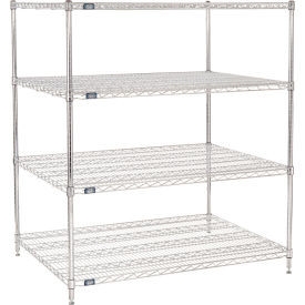 Nexel 4 Shelf, Chrome Wire Shelving Unit, Starter, 48"W x 36"D x 63"H