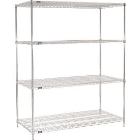 Nexel 4 Shelf, Chrome Wire Shelving Unit, Starter, 72"W x 30"D x 74"H