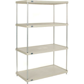 Nexel 4 Shelf, Solid Plastic Shelving Unit, Poly-Z-Brite Posts, 48"W x 24"D x 86"H