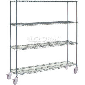 Nexel 4 Shelf Truck, Nexelon, 60"W x 18"D x 92"H, Polymer Swivel Casters, 2 Brake