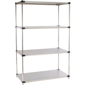 Nexel 4 Shelf, Stainless Steel Solid Shelving Unit, Starter, 36"W x 24"D x 63"H