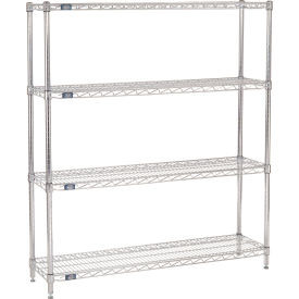 Nexel 4 Shelf, Chrome Wire Shelving Unit, Starter, 48"W x 12"D x 54"H