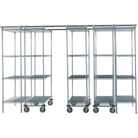Nexel Space-Trac, 5 Unit, Chrome High Density Shelving, 48"W x 21"D x 76"H, 12' Length
