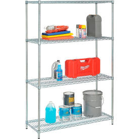 Nexel 4 Shelf, Zinc Chromate Wire Shelving-In-A-Box, 36"W x 18"D x 74"H