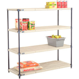Nexel Nexelite 4 Shelf, Vented Plastic Mat Shelving Unit, Starter, 54"W x 24"D x 54"H