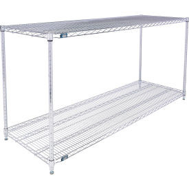 Nexel 2 Shelf, Chrome ESD Wire Shelving Unit, Starter, 72"W x 21"D x 34"H