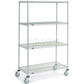 Nexel 4 Shelf Truck, Chrome, 48"W x 24"D x 80"H, Polyurethane Swivel Casters