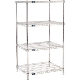 Nexel 4 Shelf, Chrome Wire Shelving Unit, Starter, 30"W x 24"D x 63"H