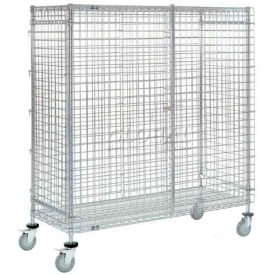 Nexel Chrome Wire Security Truck w/2 Swivel & 2 Brake Casters, 48"L x 18"W x 69"H
