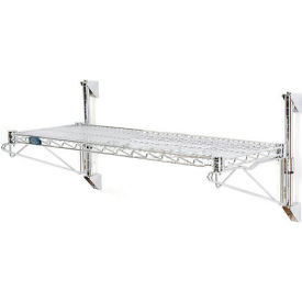 Nexel Poly-Green Adjustable Wall Mount Wire Shelving, 1 Shelf, Starter, 72"Wx24"Dx14"H