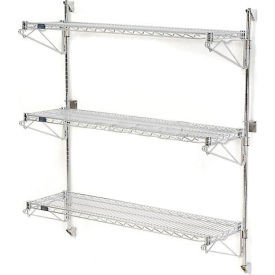 Nexel Poly-Green Adjustable Wall Mount Wire Shelving, 3 Shelf, Starter, 72"Wx24"Dx54"H