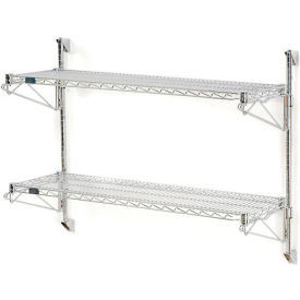 Nexel Poly-Green Adjustable Wall Mount Wire Shelving, 2 Shelf, Starter, 30"Wx18"Dx34"H