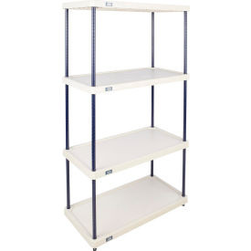 Nexel 4 Shelf, Solid Plastic Shelving Unit, Nexelon Posts, 36"W x 18"D x 74"H