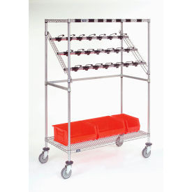 Nexel Chrome Catheter Procedure Cart, 5" Swivel Casters (2 with Brakes), 48"W x 24"L x 68"H