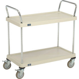 Nexel Plastic Utility Cart w/2 Shelves & Poly Brake Casters, 600 lb. Cap, 36"L x 18"W x 39"H