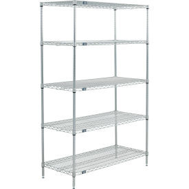 Nexel 5 Shelf, Poly-Z-Brite Wire Shelving Unit, Starter, 48"W x 21"D x 86"H