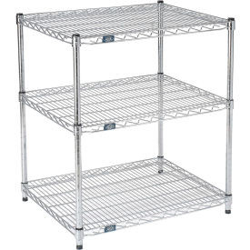 Nexel 3 Shelf, Chrome ESD Wire Shelving Unit, Starter, 42"W x 18"D x 34"H