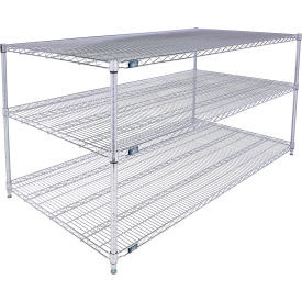 Nexel 3 Shelf, Chrome Wire Shelving Unit, Starter, 72"W x 36"D x 34"H