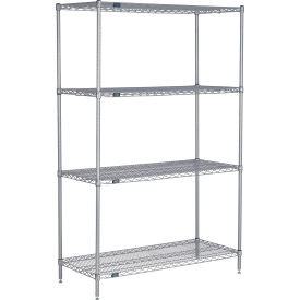 Nexel 4 Shelf, Nexelate Silver Epoxy Wire Shelving Unit, Starter, 36"W x 14"D x 54"H