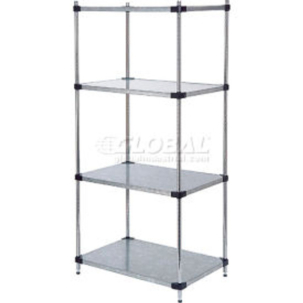 Nexel Galvanized Steel, 4 Tier, Solid Shelving Add-On Unit, 48"Wx18"Dx54"H