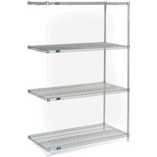 Nexel Chrome, 5 Tier, Wire Shelving Add-On Unit, 72"W x 18"D x 86"H