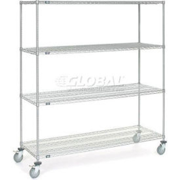 Nexel Chrome ESD Wire Shelf Truck w/4 Shelves, 48"L x 36"W x 60"H