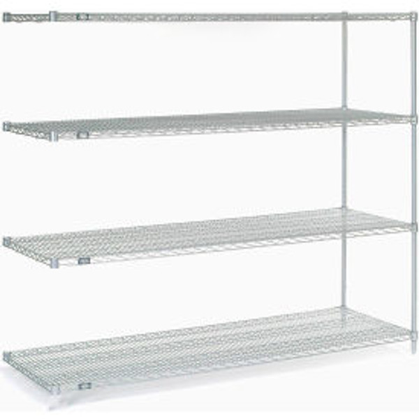 Nexel Poly-Z-Brite, 4 Tier, Wire Shelving Add-On Unit, 72"W x 24"D x 63"H