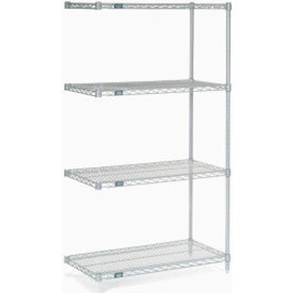 Nexel, Nexelate, Silver Epoxy, 5 Tier, Wire Shelving Add-On Unit, 42"W x 18"D x 74"H