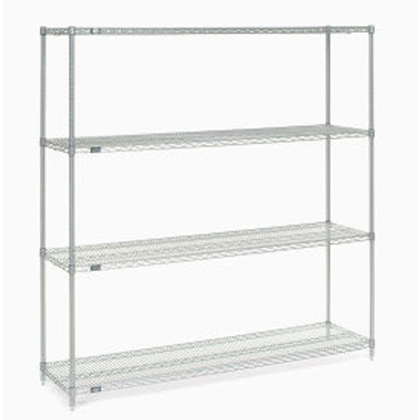 Nexel Poly-Z-Brite, 4 Tier, Wire Shelving Starter Unit, 72"W x 18"D x 74"H