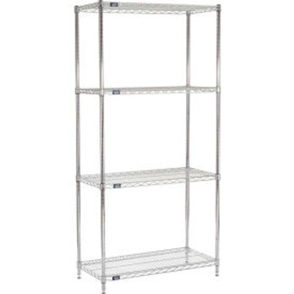 Nexel Chrome, 5 Tier, Wire Shelving Starter Unit, 42"W x 24"D x 74"H