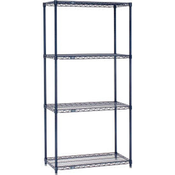 Nexel Nexelon, 4 Tier, Wire Shelving Starter Unit, 48"W x 14"D x 63"H