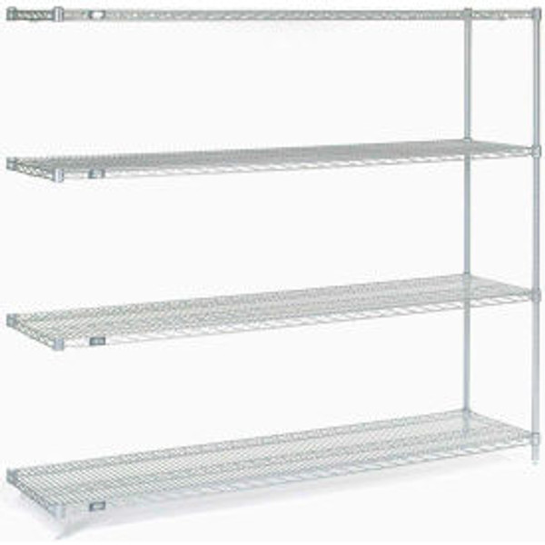 Nexel, Nexelate, Silver Epoxy, 5 Tier, Wire Shelving Add-On Unit, 72"W x 24"D x 63"H