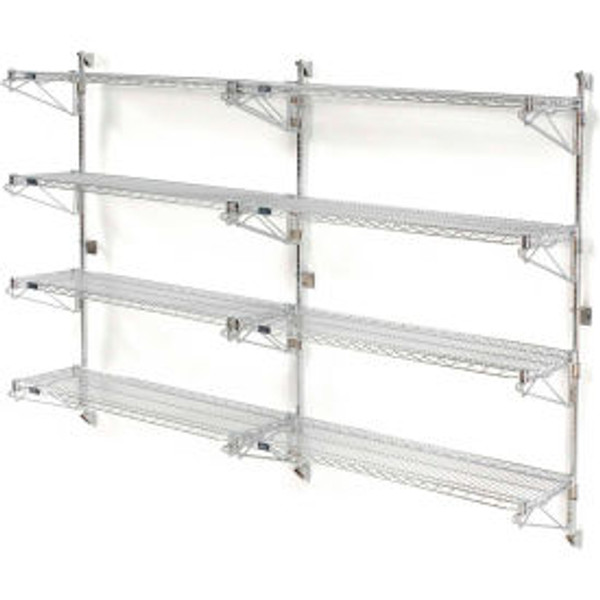 Nexel Chrome Wall Mount Wire Shelving 48"W x 14"D x 63"H 4 - Shelf Add-On