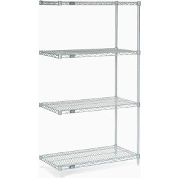 Nexel, Nexelate, Silver Epoxy, 4 Tier, Wire Shelving Add-On Unit, 48"W x 18"D x 86"H