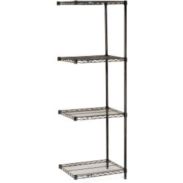 Nexel Black Epoxy, 4 Tier, Wire Shelving Add-On Unit, 30"W x 24"D x 74"H