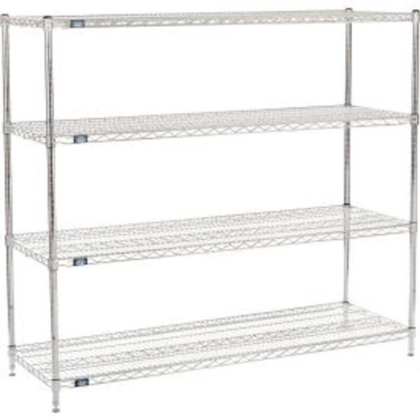 Nexel Chrome, 4 Tier, Wire Shelving Starter Unit, 72"W x 21"D x 54"H