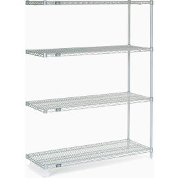 Nexel Poly-Z-Brite, 4 Tier, Wire Shelving Add-On Unit, 48"W x 18"D x 63"H