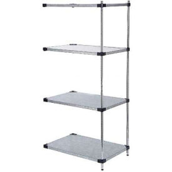 Nexel Galvanized Steel, 4 Tier, Solid Shelving Add-On Unit, 36"Wx24"Dx54"H
