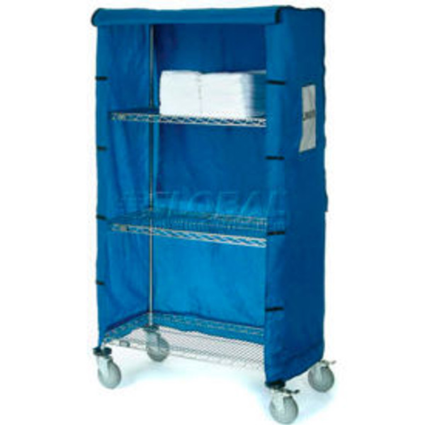Nexel Chrome Wire Linen Cart with Nylon Cover, 4 Shelves, 72"L x 18"W x 69"H