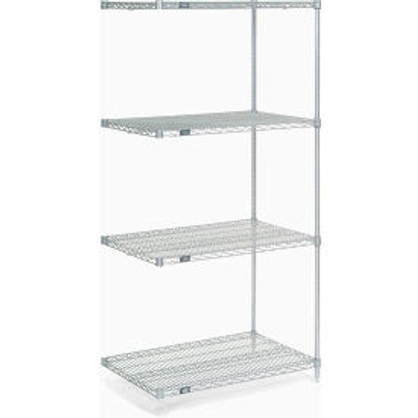 Nexel Poly-Z-Brite, 4 Tier, Wire Shelving Add-On Unit, 36"W x 24"D x 74"H